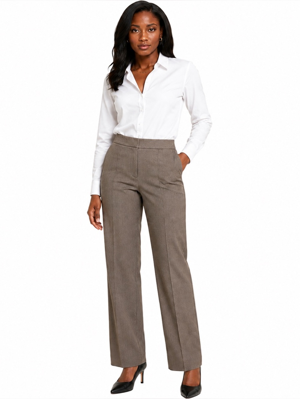 Peace Of Cloth Taupe Straight Leg Career Pants Womens Size 10